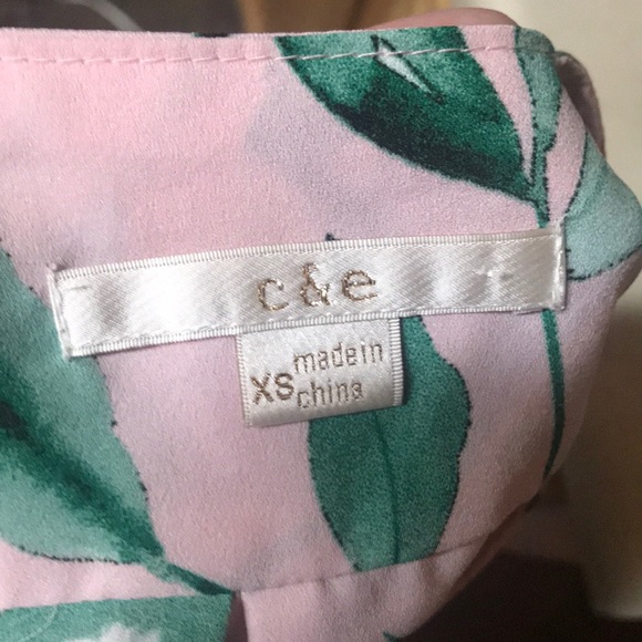 C&E bird and floral blouse XS ruffle sleeves pink - Picture 4 of 5